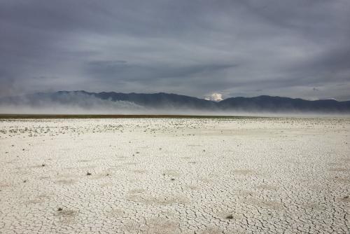 Winds whip toxic dust from the exposed lakebed left behind by the receding Great Salt Lake. Molly Blakowski / Utah State University